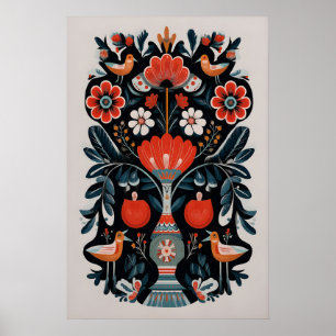 Arte Mexicana da Árvore da Vida Impressão Floral E