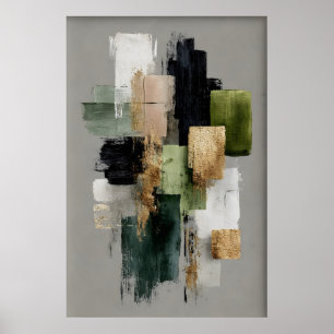 Arte Minimalista Abstrata em Verde Sage, Impressão