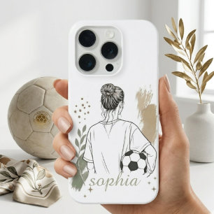 Arte minimalista de linha de jogadora de futebol c