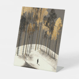 Arte Minimalista de Neve da Floresta Negra em Ouro