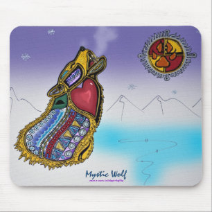 Arte místico Mousepad do Ojibwe-estilo do lobo