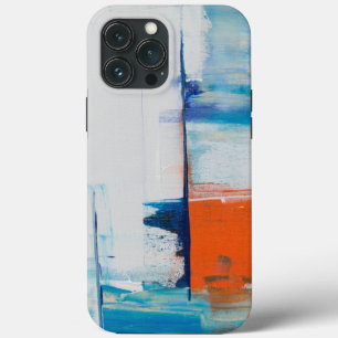 Arte Moderna Azul e Laranja Abstrata