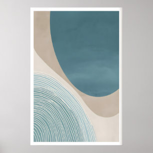 Arte Moderna Minimalista Impressão Abstrata Azul,