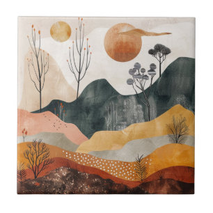 Arte Montanhoso Terracota Ocre Duplo Sol Meados do