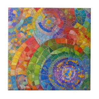 Arte Mosaica Colorida do Arco-Íris Vibrante