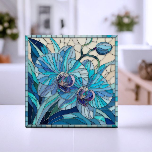 Arte Mosaica da Flor Orquídea Azul (Criador carregado)