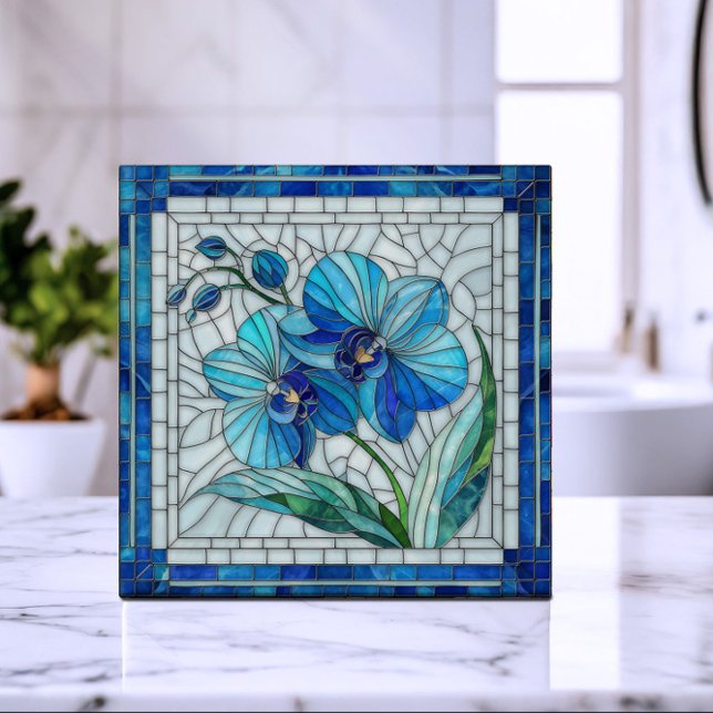 Arte Mosaica da Flor Orquídea Azul (Criador carregado)