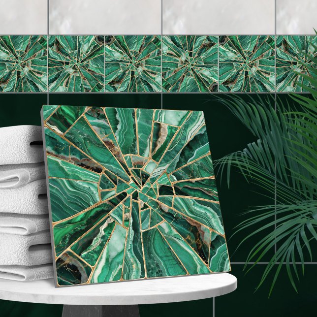 Arte Mosaica - Malaquita Verde Marble e ouro (Criador carregado)