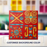 Arte Mosaica Tribal Colorida<br><div class="desc">Arte Mosaica Tribal Colorida Personalize a cor de fundo para ajustado da sua decoração.</div>