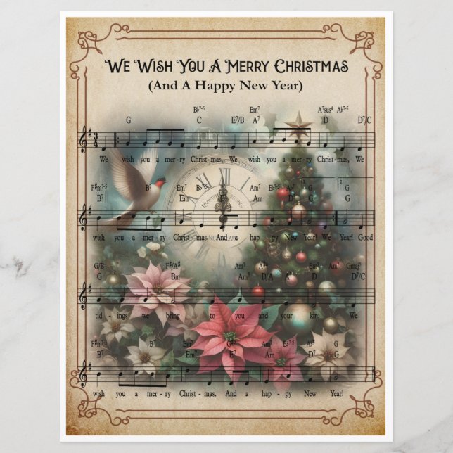Arte Musical Em Papel - Desejamos-Lhe Um Feliz Nat (Frente)