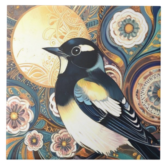 Arte Negra e Branca Deco Nouveau Flor (Frente)