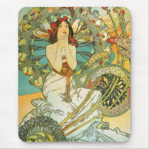 Arte Nouveau Monte de Mucha - senhora Mousepad de