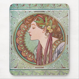 Arte Nouveau Mousepad do louro de Alphonse Mucha