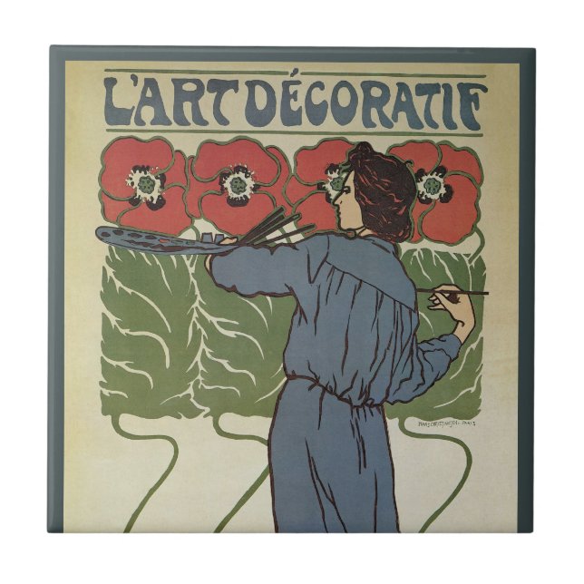 Arte Nova Antiga, Artista Pintando Flores de Papou (Frente)