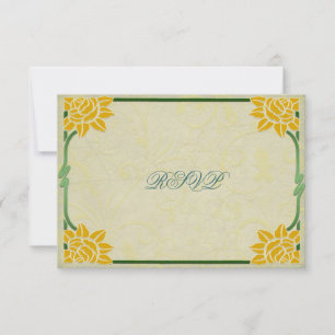 Arte Nova Antiga Casamento Flores Amarelas RSVP