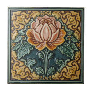 Arte Nova Antiga Cerâmica Maiolica Floral Artesana