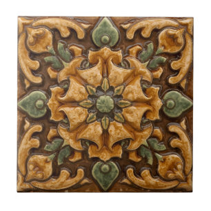 Arte Nova Antiga Decoração Majólica Floral Artesan