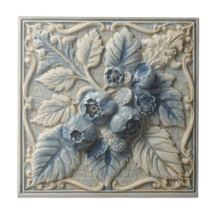 Arte Nova Antiga Mirtilos azul claro Floral