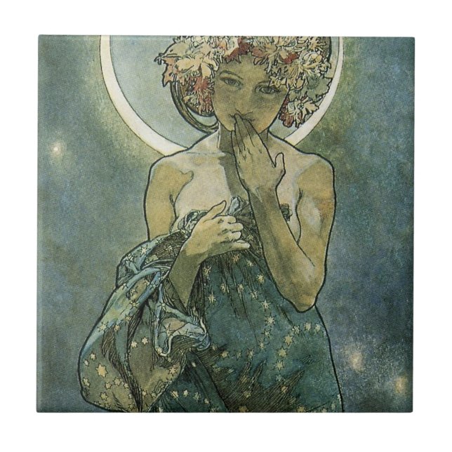 Arte Nova Deslumbrante Mulher de Alphonse Mucha #1 (Frente)