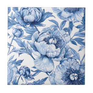 Arte Nova Floral Azul Botânico Flor Banheiro
