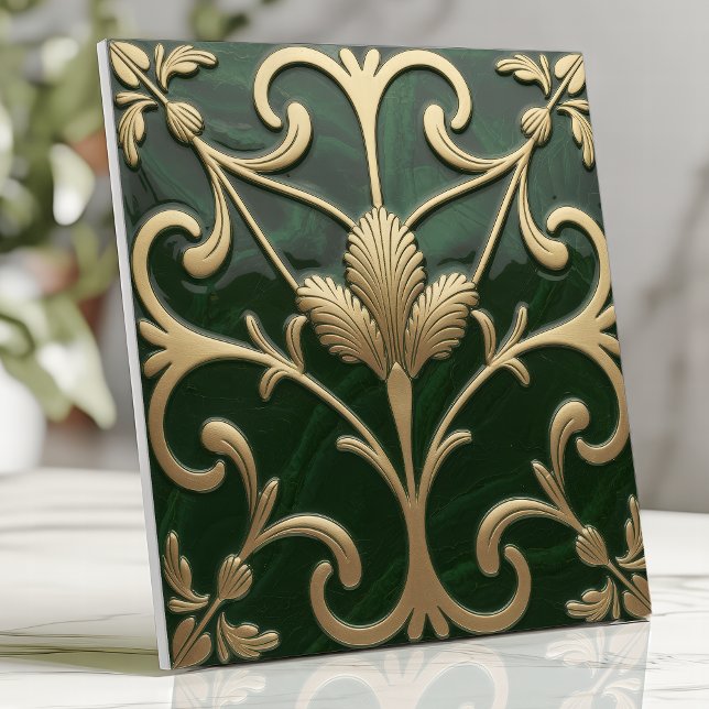 Arte Nova Floral Esmeralda e Dourado (Criador carregado)