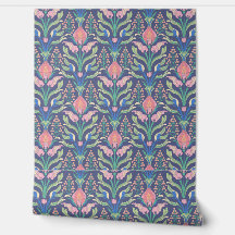 Arte Nova Floral Rosa Pastel Azul