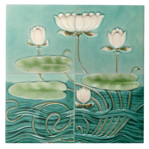 Arte Nova Jugendstil Verde Lírio-de-água