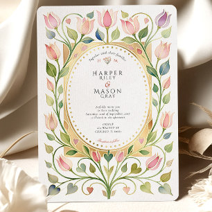 Arte Nova Romântica Convite de Casamento Tulipa & 