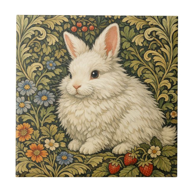 Arte nova vintage coelho branco  (Frente)