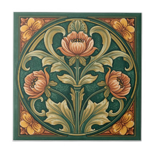 Arte Novo Antiga Decoração Majólica Floral Artesan