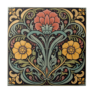 Arte Novo Antiga Decoração Majólica Floral Artesan