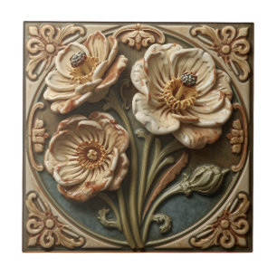Arte Novo Deco Majólica Floral Artesanal Antiga