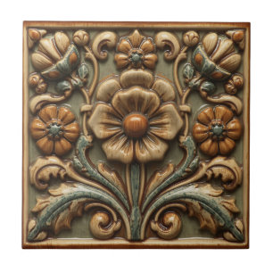 Arte Novo Deco Majólica Floral Artesanal Antiga