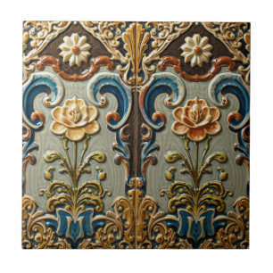Arte Novo Deco Majólica Floral Artesanal Antiga