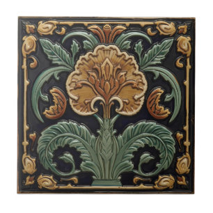 Arte Novo Deco Majólica Floral Artesanal Vintage