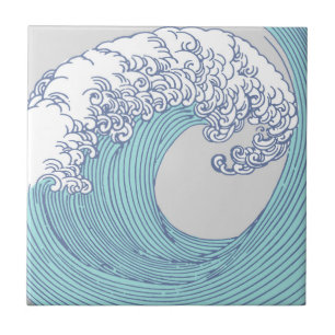 Arte Oceânica Onda Surf Japonês