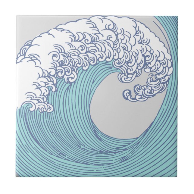 Arte Oceânica Onda Surf Japonês (Frente)