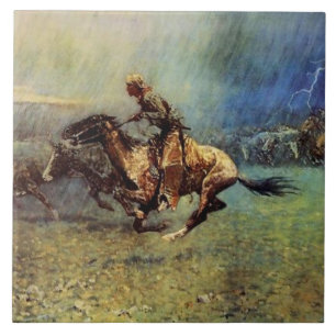 Arte Ocidental de Frederic Remington “A Estampida”