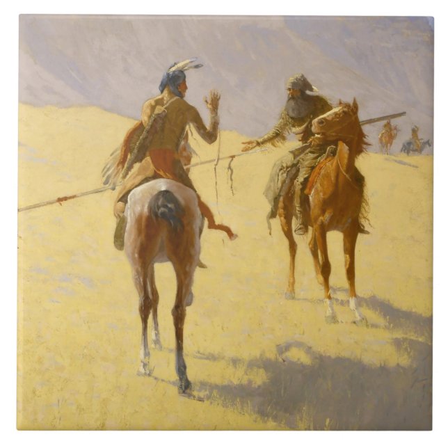 Arte Ocidental de Frederic Remington “A Reunião” (Frente)