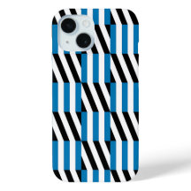 Arte Óptica Moderna Geométrica Azul Preto e Branco