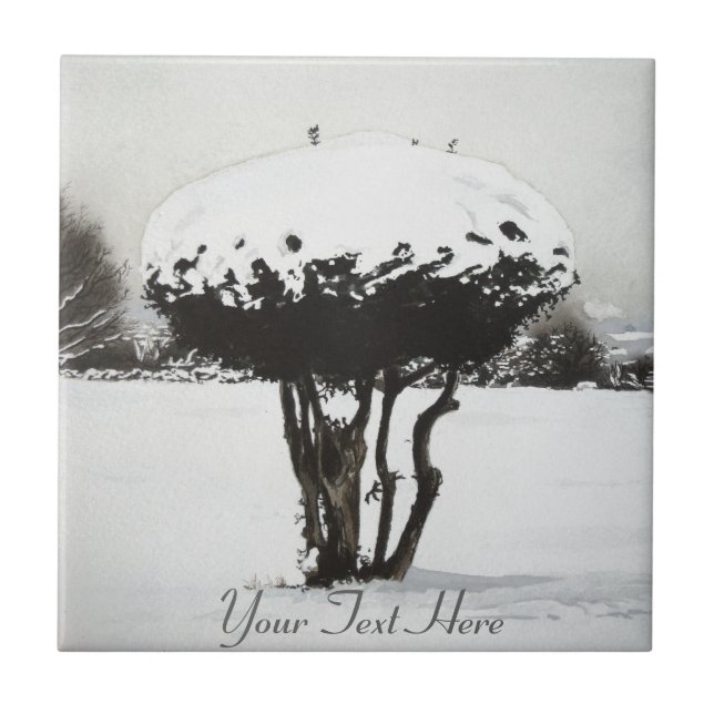 Arte original da cena da neve da paisagem natalina (Frente)