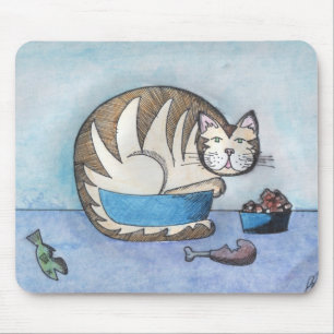 Arte original Mousepad do gato gordo engraçado