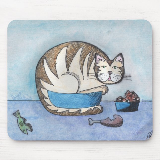 Arte original Mousepad do gato gordo engraçado (Frente)