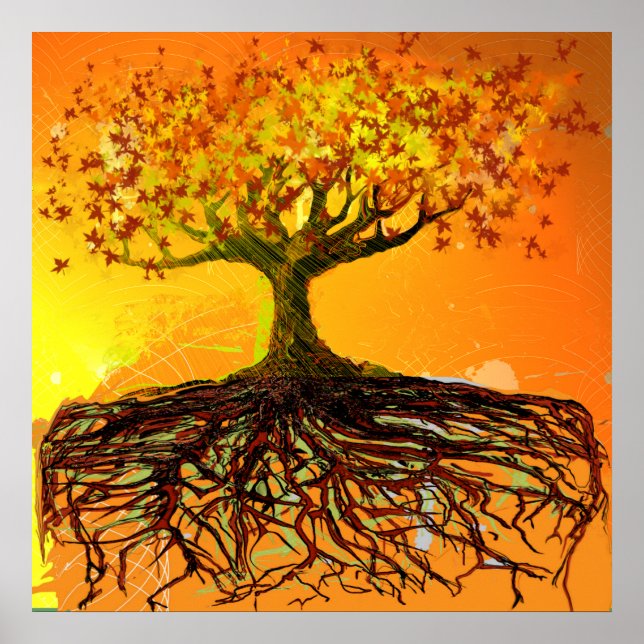 Arte Original - Poster de Árvore de Raízes Engraça (Frente)