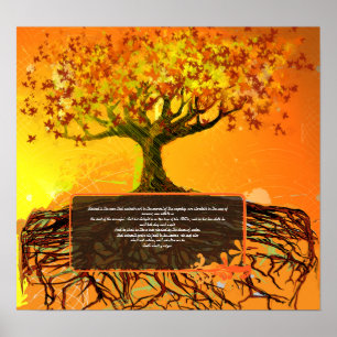 Arte Original - Poster de Árvore de Raízes Engraça