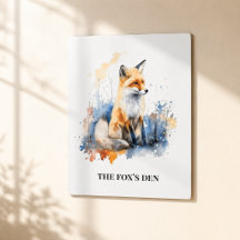 Arte Personalizada de Aquarela de Raposa - Cabana