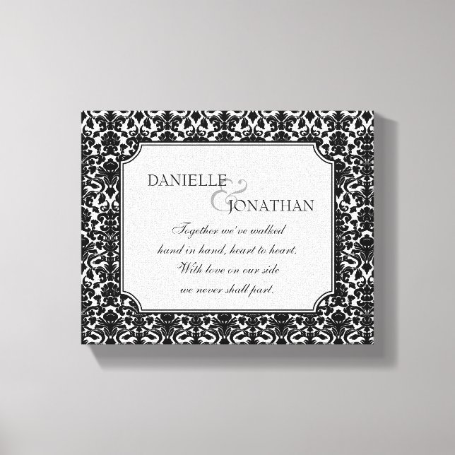 Arte personalizada de canvas casamento tema damasc (Frente)