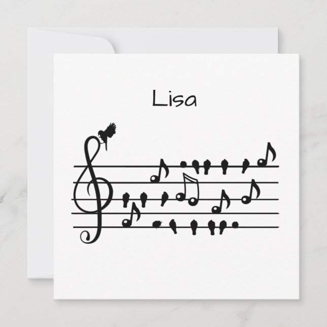 Arte personalizada de clave de sol com pássaros ca (Frente)