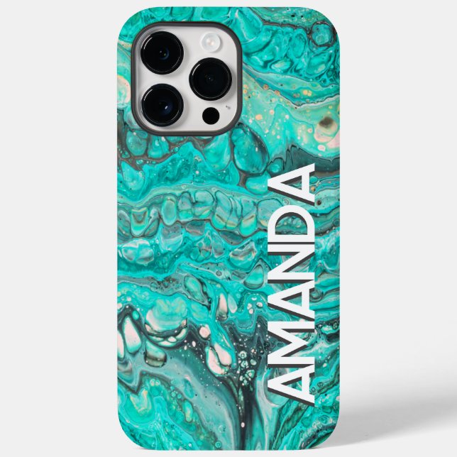 Arte Personalizada Verde de Fluxo de Tinta de Abst (Verso)