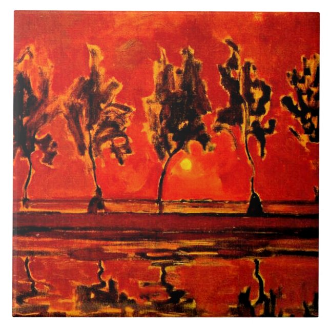 Arte Piet Mondrian, Árvores pelo Geine em Moonrise (Frente)